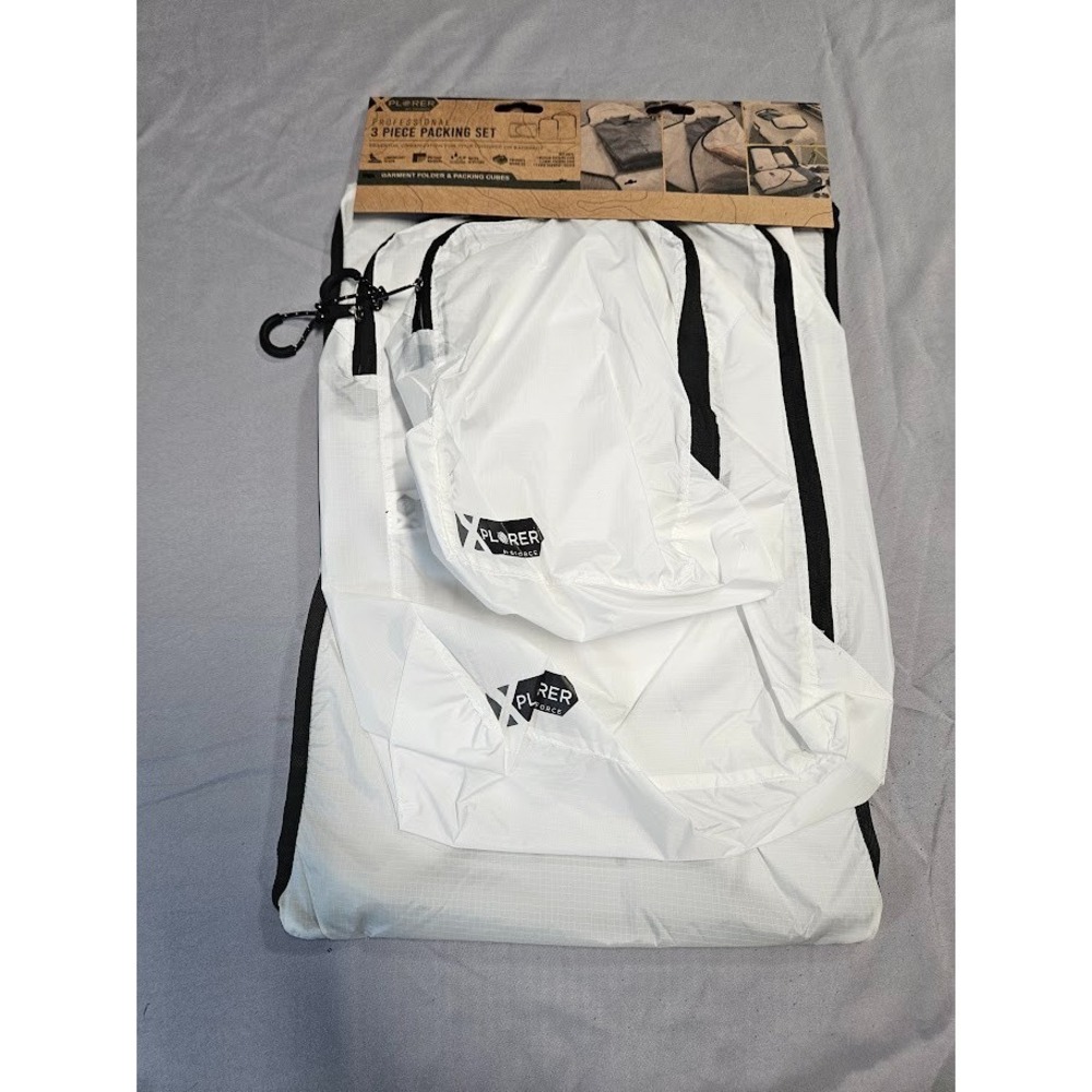 Xplorer By G Force  3 Piece White Packing Set garment folder & packing cubes - Picture 7 of 8